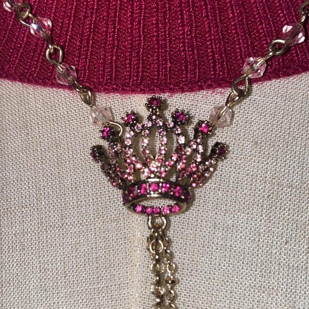 Betsey Johnson ballerina with butterfly wings and crown holding it necklace